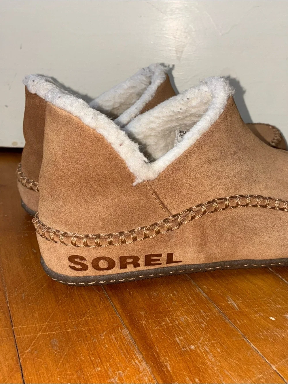 Sorel Men's Chestnut Suede Shearling-Lined Slip-On Mules